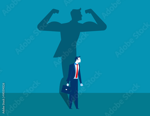 Businessman with a shadow and career strength. Concept business illustration. Vector character and abstract.
