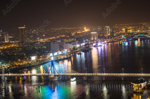 The cityscape of Da Nang and Han River viewed from the top at night ,April 8,2017, Da Nang ,Vietnam. © todsaporn