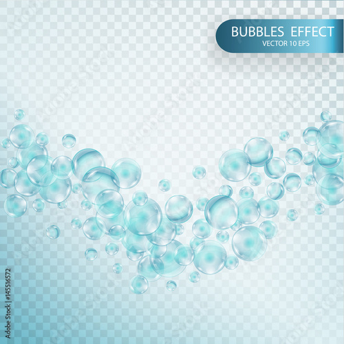 Water bubbles isolated on a transparent checkered background.