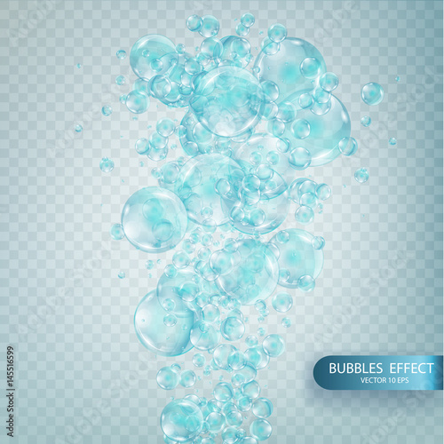 Water bubbles isolated on a transparent checkered background.