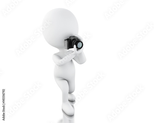 3d White people taking a picture with camera