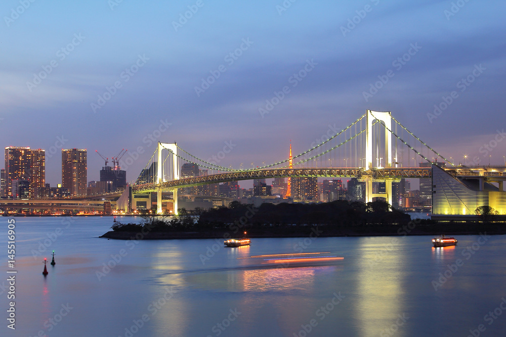 Beautiful scenery during twilight time at Tokyo city in Japan. This landmark is a very popular for photographers and tourists. Travel and transportation Concept