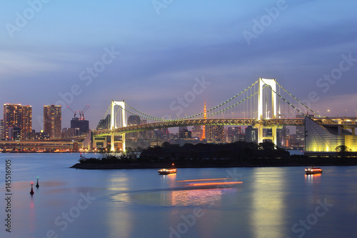 Beautiful scenery during twilight time at Tokyo city in Japan. This landmark is a very popular for photographers and tourists. Travel and transportation Concept
