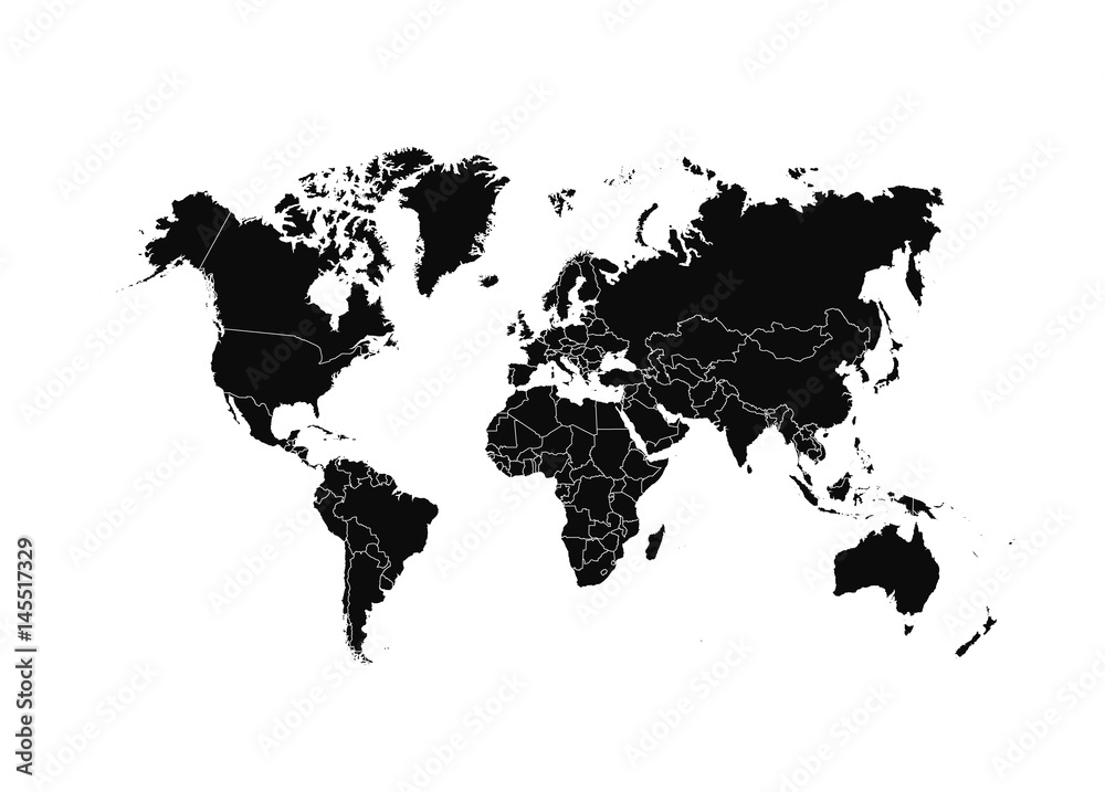Naklejka premium Political World Map vector Illustration.