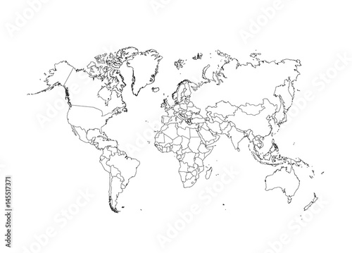 Political World Map vector Illustration.