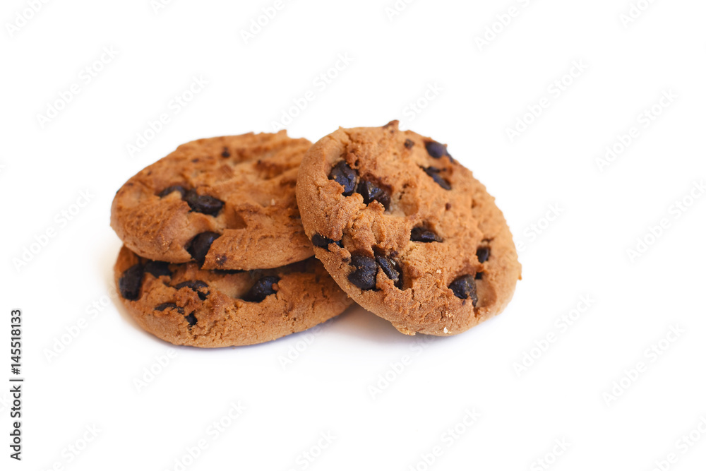 Chocolate chip cookie on white background Chocolate chip cookie on white background