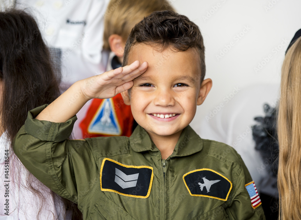 Happiness little boy with pilot dream job smiling Happiness little boy with pilot dream job smiling