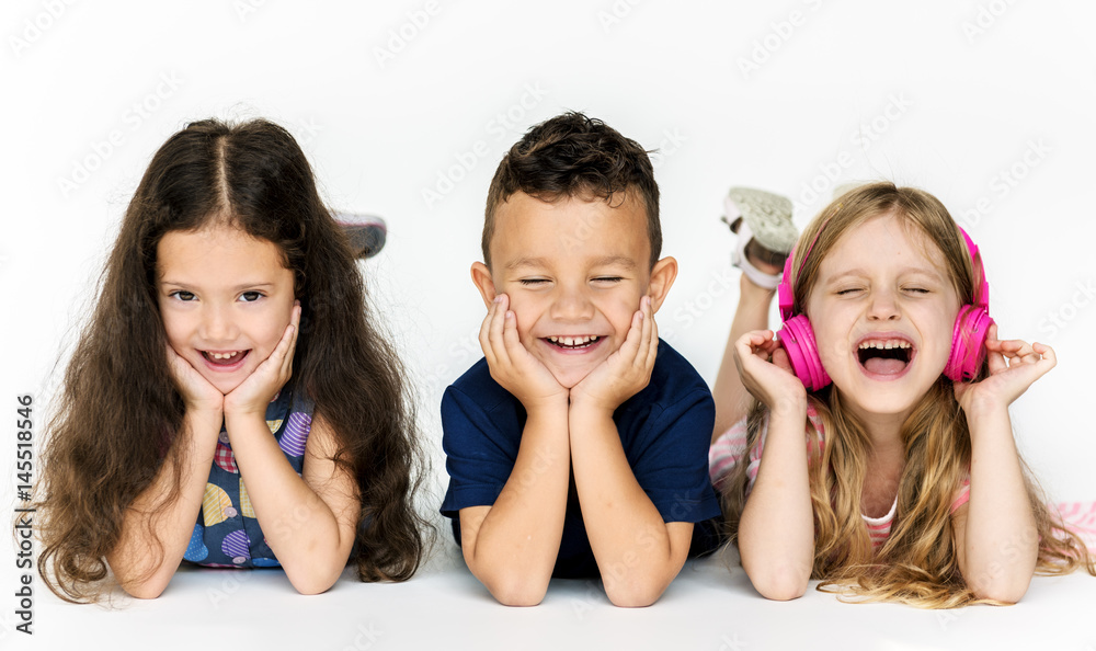 Happiness group of cute and adorable children lay down Happiness group of cute and adorable children lay down