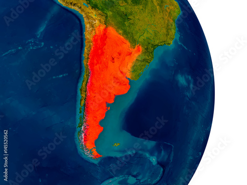 Argentina on model of planet Earth