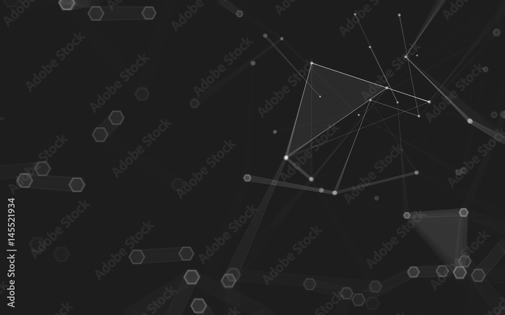 Fototapeta premium Abstract polygonal space low poly dark background, 3d rendering