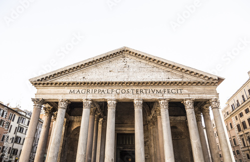 Pantheon isolated on white sky in Rome, Italy