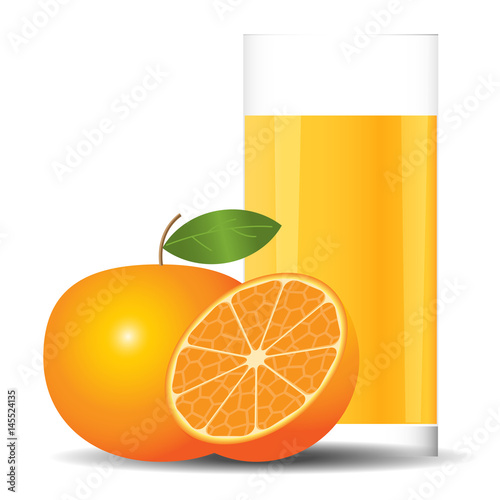orange juice on white background