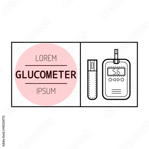 Glucose meter. Diabetes. Flat icon and object of medical equipment.