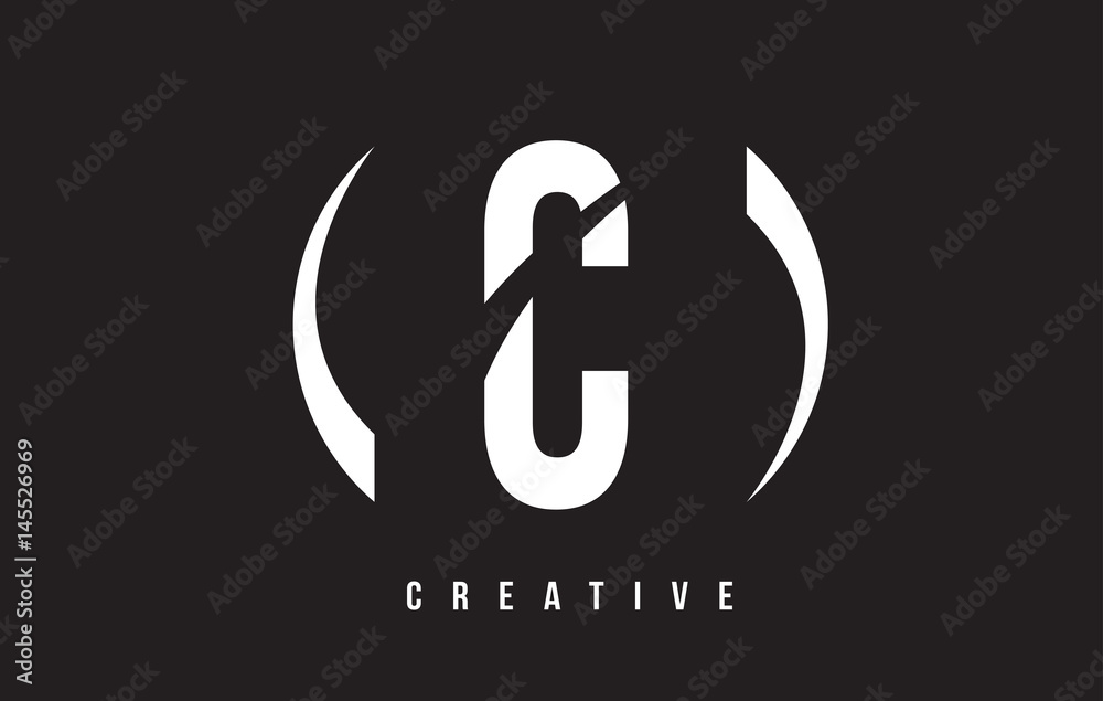 C White Letter Logo Design with Black Background. C White Letter Logo Design with Black Background.