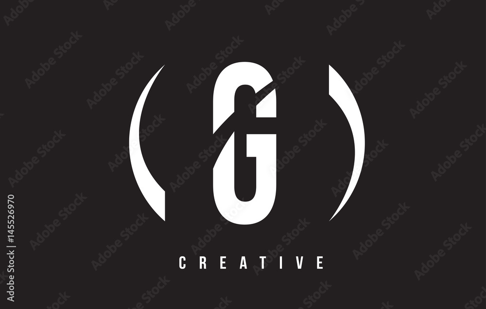 Fototapeta premium G White Letter Logo Design with Black Background.