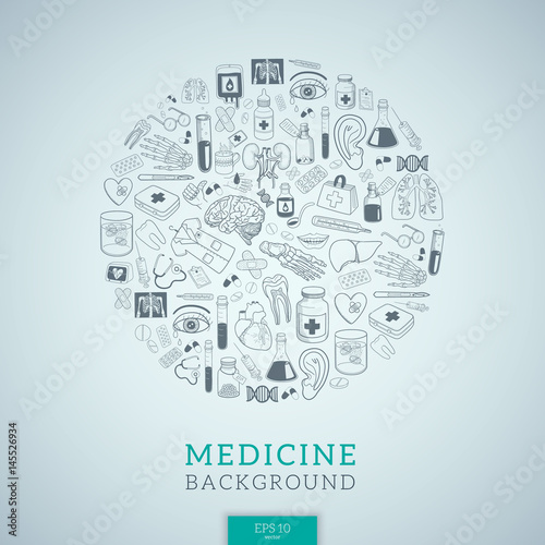 Medicine icons in round shape.