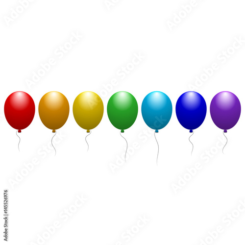 Balloons of all colors of the rainbow. Festive objects. Vector