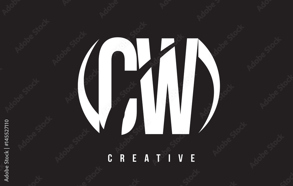 CW C W White Letter Logo Design with Black Background. CW C W White Letter Logo Design with Black Background.