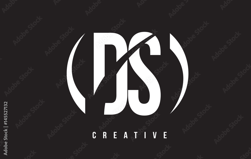 DS D S White Letter Logo Design with Black Background. DS D S White Letter Logo Design with Black Background.