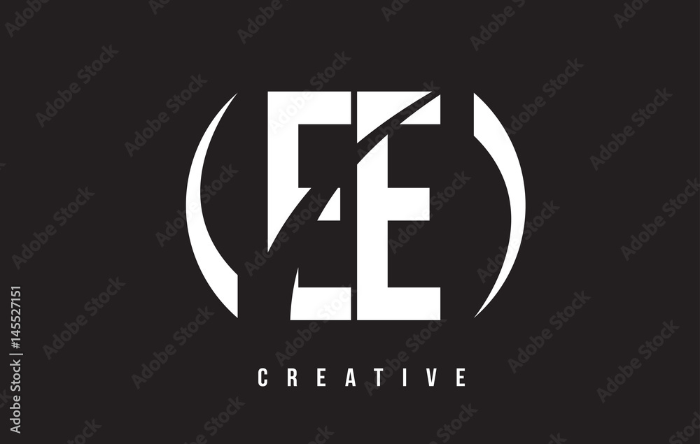 EE E E White Letter Logo Design with Black Background.