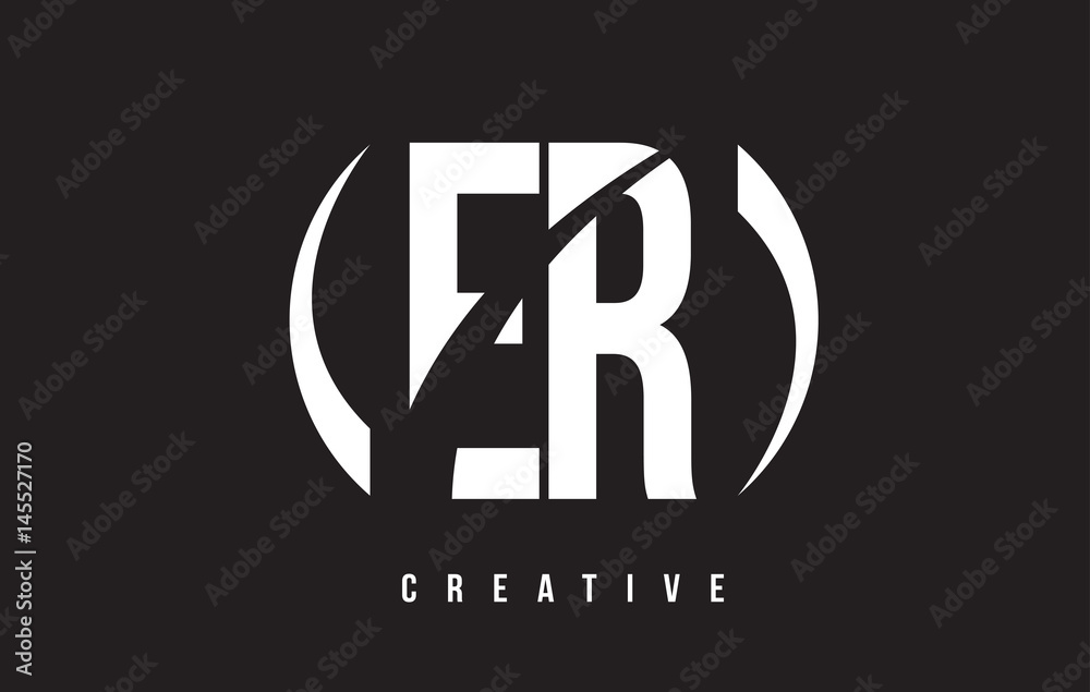 ER E R White Letter Logo Design with Black Background. ER E R White Letter Logo Design with Black Background.