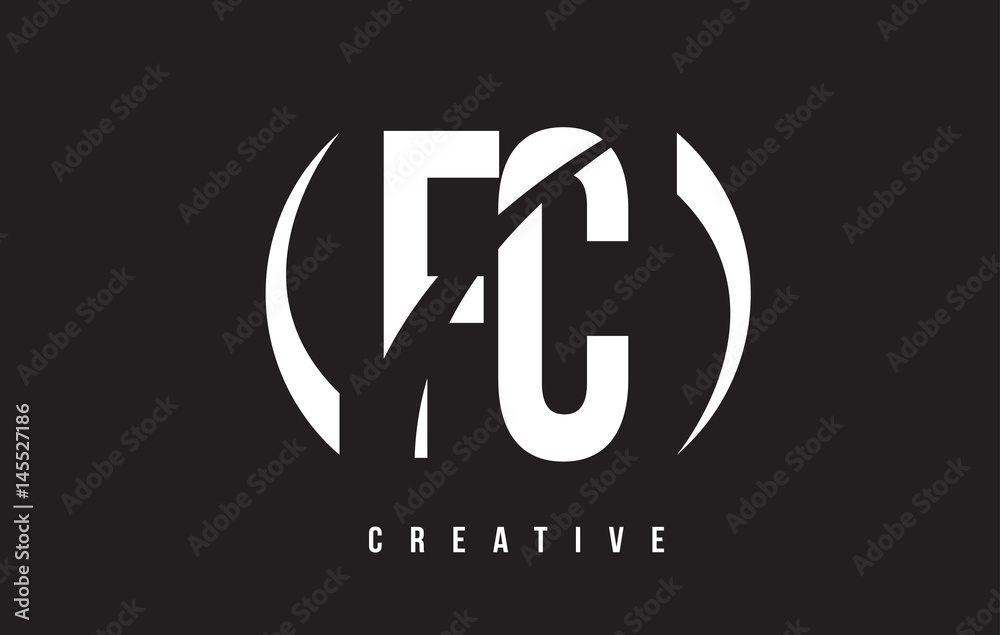 FC F C White Letter Logo Design with Black Background. FC F C White Letter Logo Design with Black Background.