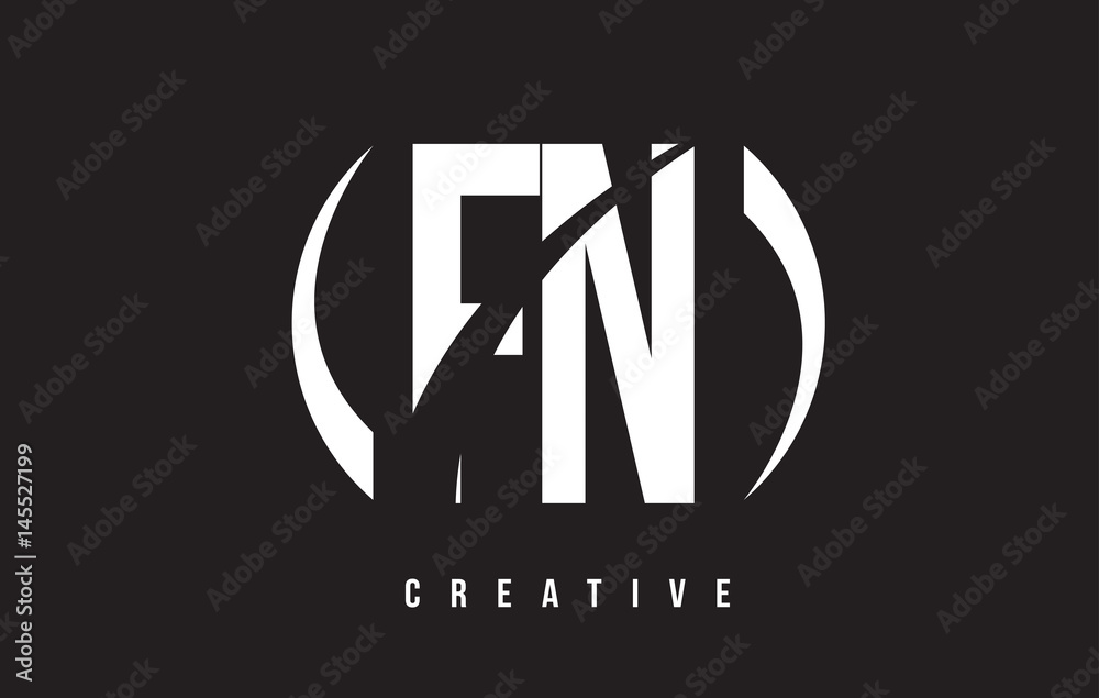 FN F N White Letter Logo Design with Black Background. FN F N White Letter Logo Design with Black Background.