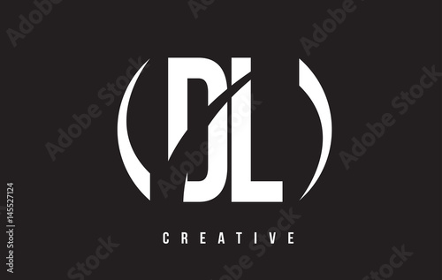 DL D L White Letter Logo Design with Black Background.