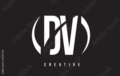 DV D V White Letter Logo Design with Black Background.