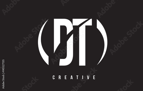 DT D T White Letter Logo Design with Black Background.
