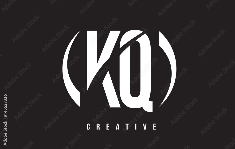 KQ K Q White Letter Logo Design with Black Background.