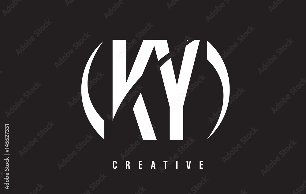 Obraz premium KY K Y White Letter Logo Design with Black Background.