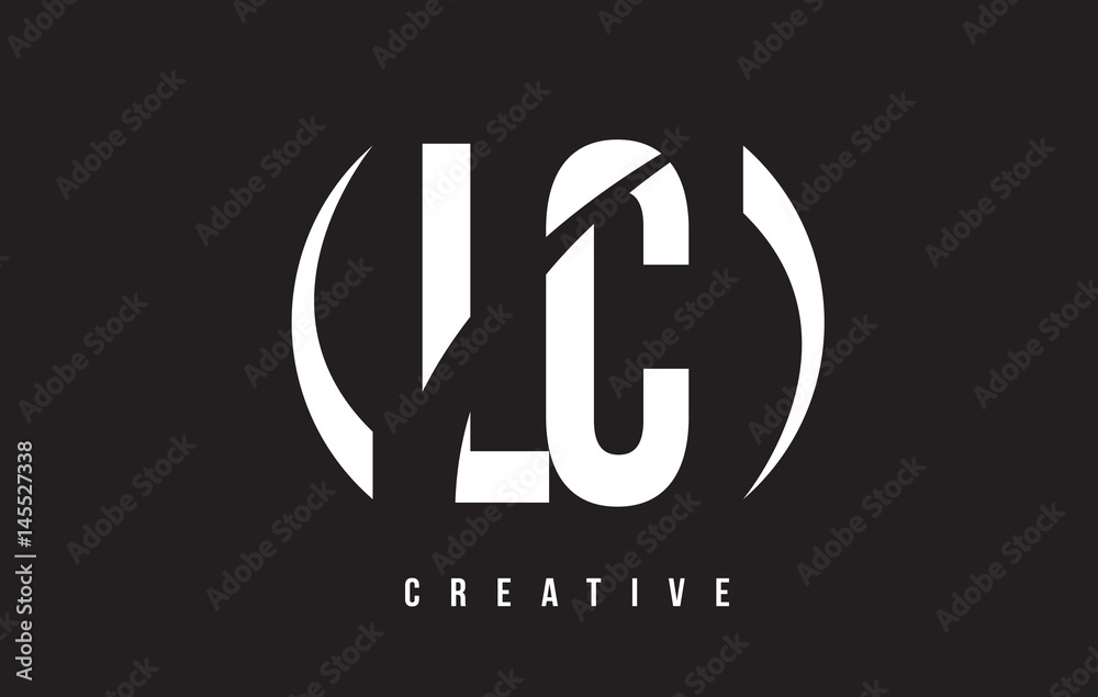 LC L C White Letter Logo Design with Black Background.