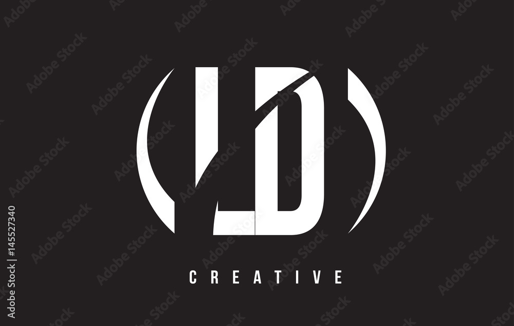 LD L D White Letter Logo Design with Black Background. - obrazy, fototapety, plakaty 