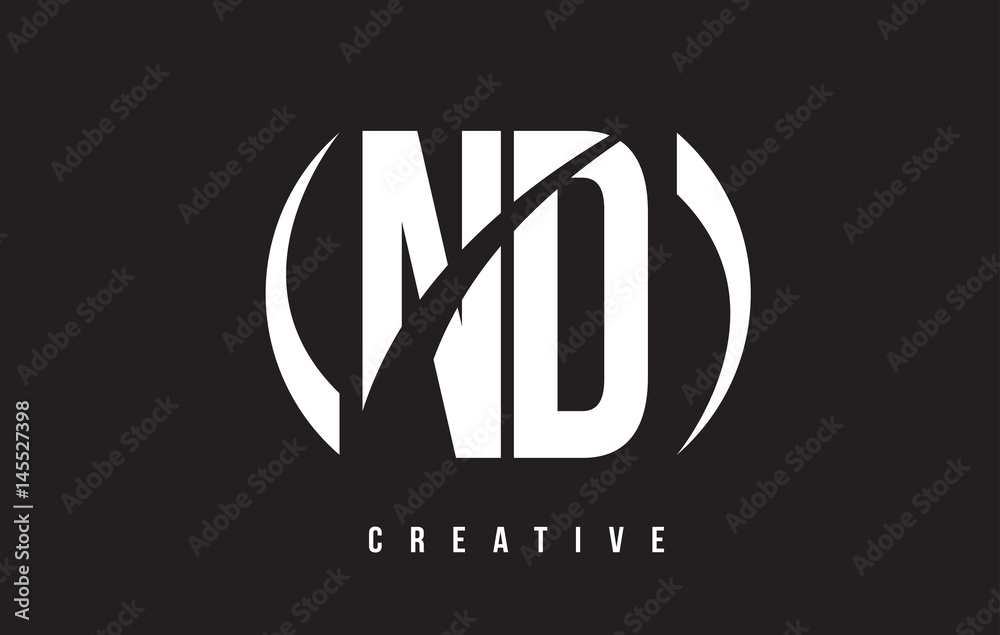 ND N D White Letter Logo Design with Black Background. Stock Vector ...