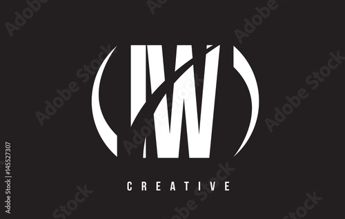 IW I W White Letter Logo Design with Black Background.