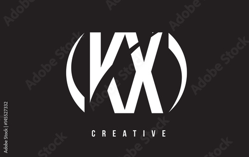 KX K X White Letter Logo Design with Black Background.