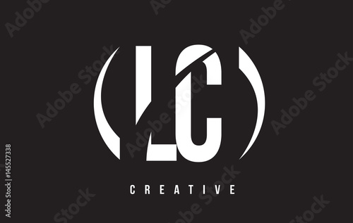 LC L C White Letter Logo Design with Black Background.