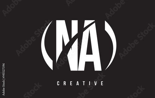 NA N A White Letter Logo Design with Black Background.