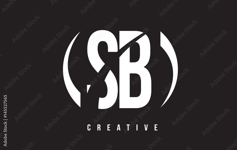Fototapeta premium SB S B White Letter Logo Design with Black Background.