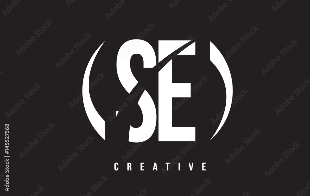 Fototapeta premium SE S E White Letter Logo Design with Black Background.