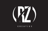 RZ R Z White Letter Logo Design with Black Background.