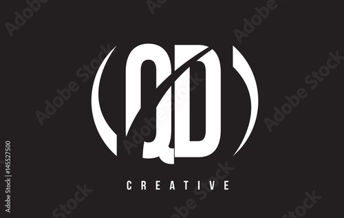 QD Q D White Letter Logo Design with Black Background.