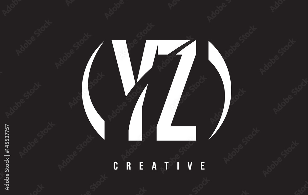 YZ Y Z White Letter Logo Design with Black Background. YZ Y Z White Letter Logo Design with Black Background.