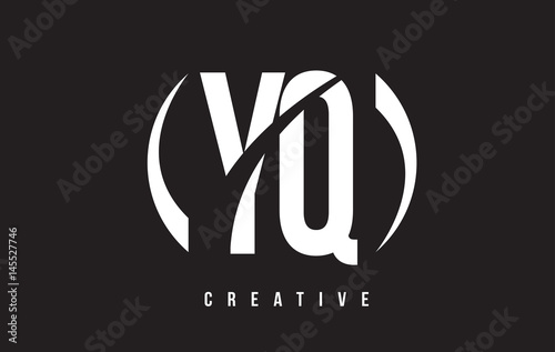 YQ Y Q White Letter Logo Design with Black Background.