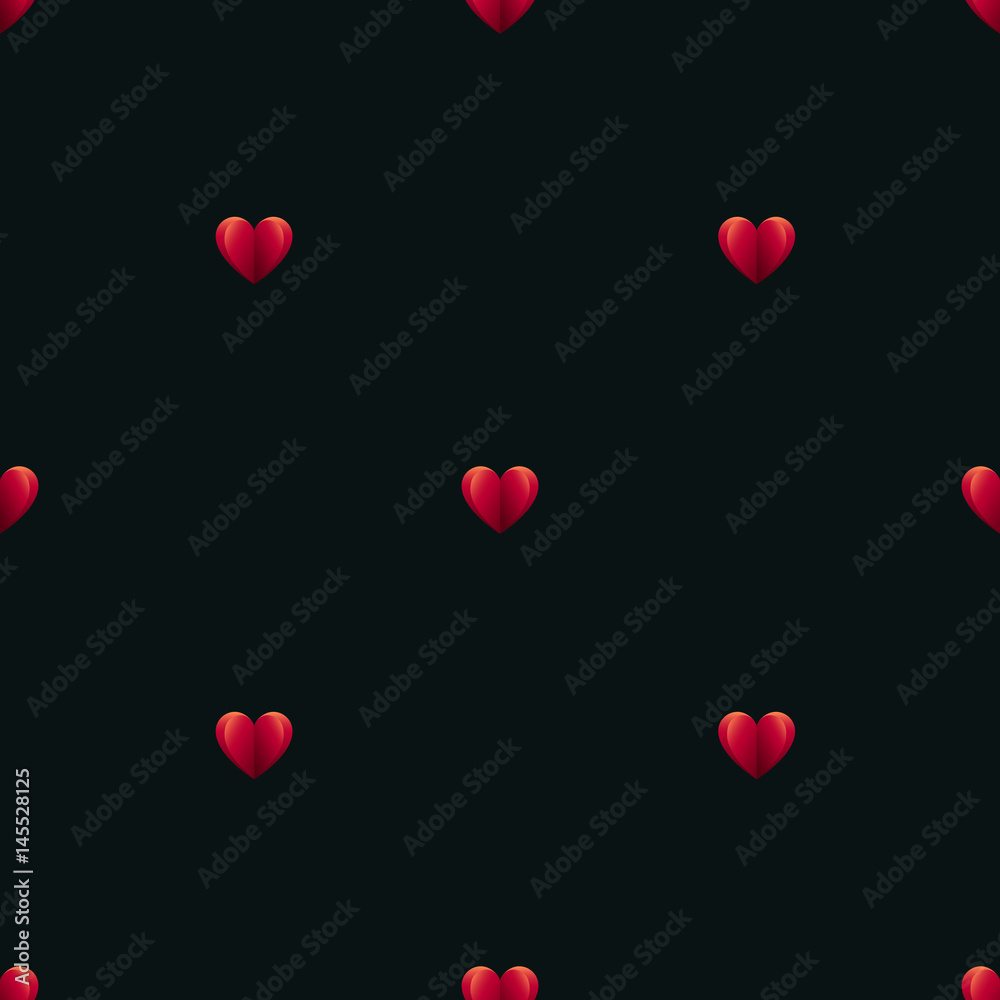 Seamless pattern of hearts. For use in paper or textile products or for a site