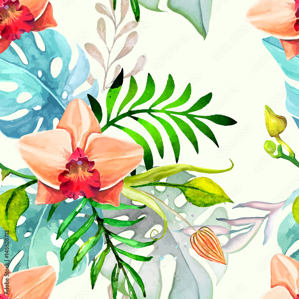 Obraz premium Hand drawn painted seamless pattern. Vector illustration 