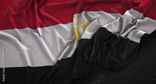 Egypt Flag Wrinkled On Dark Background 3D Render