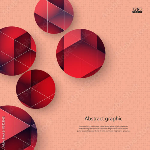 Abstract geometric shapes in circles with shadow. Eps10 Vector illustration.