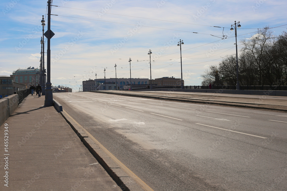 An empty city road, a sunny day